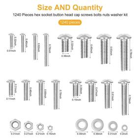 img 3 attached to 🔩 Leanking 1240PCS Stainless Steel Hex Socket Button Head Cap Screws Assortment Kit with Allen Wrenches and Portable Interlocking Storage Case