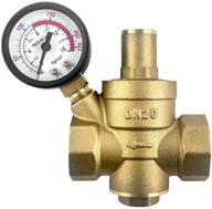 🚰 brass adjustable water pressure regulator valve with gauge 3/4" and inlet screened filter by qwork - enhance your rv's water pressure control logo