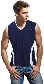 img 1 attached to 🌊 Navy Abstract Rash Guard: Sleeveless Mesh T-Shirt Swimsuit for Men, Boys, Adults, Kids & Youth