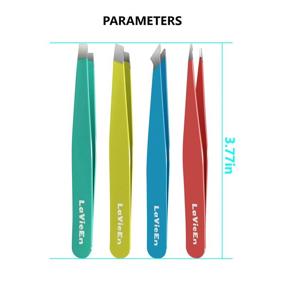 img 1 attached to 💫 LaVieEn Precision Tweezers Set - 4-Pack Multicolor Stainless Steel Tweezers for Eyebrows, Splinter and Ingrown Hair Removal. Comes with Rose Gold Leather Travel Case!