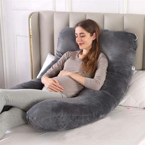 img 2 attached to 🤰 CDEN Pregnancy Pillow - U Shaped Full Body Pillow 55", Maternity Support for Back, Legs, Neck, Hips - Removable Washable Velvet Cover (Black)