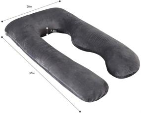img 3 attached to 🤰 CDEN Pregnancy Pillow - U Shaped Full Body Pillow 55", Maternity Support for Back, Legs, Neck, Hips - Removable Washable Velvet Cover (Black)