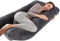 🤰 cden pregnancy pillow - u shaped full body pillow 55", maternity support for back, legs, neck, hips - removable washable velvet cover (black) logo