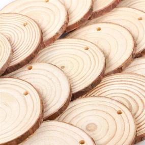 img 2 attached to 🎨 Funarty Natural Wood Slices Craft Kit - 36pcs 2.4-2.8 Inches Unfinished Wooden Circles with Hole for Christmas Ornaments & DIY Crafts