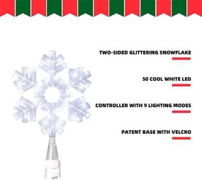 img 1 attached to 🎄 EAMBRITE Snowflake Tree Topper: Glittering Cool White Christmas Decor with 9 Modes Controller - Perfect for Home Party & Wedding