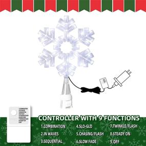 img 2 attached to 🎄 EAMBRITE Snowflake Tree Topper: Glittering Cool White Christmas Decor with 9 Modes Controller - Perfect for Home Party & Wedding