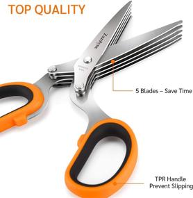 img 1 attached to 🔪 Zazolyne Herb Scissors Set: Multipurpose Shears, Kitchen Gadgets with Cover & Cleaning Brush - Ideal for Cutting, Mincing, Chopping, Gilantro, Vegetables, Basil