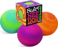 🤪 nee-doh schylling swirl groovy glob! squishy, squeezy, stretchy stress balls - neon yellow/green, orange/pink, and purple/pink - complete gift set party bundle - 3 pack логотип