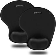 🖱️ 2-pack mouse pads with gel wrist rest support and lycra cloth, non-slip base - ergonomic, comfortable, durable, and easy to clean - black logo