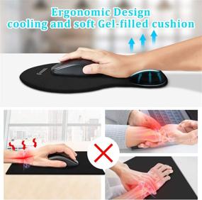 img 2 attached to 🖱️ 2-Pack Mouse Pads with Gel Wrist Rest Support and Lycra Cloth, Non-Slip Base - Ergonomic, Comfortable, Durable, and Easy to Clean - Black