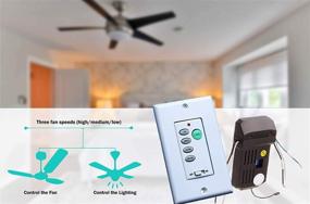 img 2 attached to Dysmio Lighting Wireless Ceiling Fan with 40-ft Distance Range, Wall Control for Three Fan Speeds and Light Dimmer