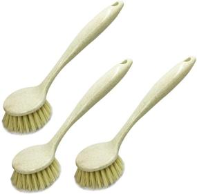 img 4 attached to 🧼 Efficient YuCool Dish Brush Set: Sturdy Offset Handle, Odourless Bristles for Cleaning Dishes, Pots, Pans, and Skillets -3 Packs