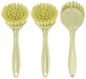 img 3 attached to 🧼 Efficient YuCool Dish Brush Set: Sturdy Offset Handle, Odourless Bristles for Cleaning Dishes, Pots, Pans, and Skillets -3 Packs