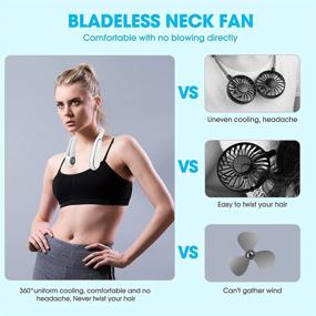 img 2 attached to 🌀 Portable Bladeless Neck Fan - Hand Free Wearable Personal Fan with USB Rechargeable Feature, 3 Adjustable Wind Speeds, 48 Air Outlets, 360°Cooling Effect - Ideal for Travel, Sports, and Office Use