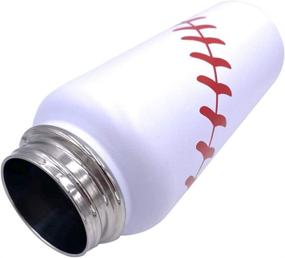 img 1 attached to 🏀 Baseball Insulated Water Bottle: 32oz Stainless Steel Thermos with Straw and Lid | BPA-Free Sports Flask