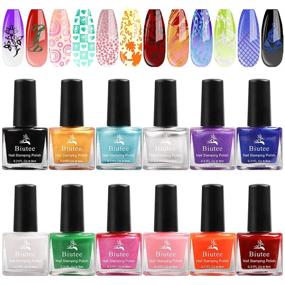 img 4 attached to ⚡️ Biutee Nail Stamping Polish Set - 12 Colors, 6ML Air Dry Special Polish for Manicure Printing Nail Art on Stamping Plates - Solid Color Gift Box with Nail Varnish, Lacquer, and Stamp Gel Polishes