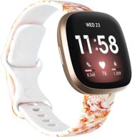 🌸 amsky fitbit versa 3 and sense bands: stylish floral silicone wristbands for women, men, and girls logo