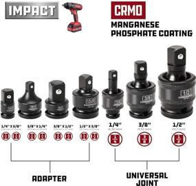 img 3 attached to 🔧 Черный набор Powerbuilt 647095 из 7 штук: универсальные соединительные элементы и адаптеры для ударного инструмента