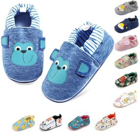 img 4 attached to 👶 Cartoon Infant Sneaker Toddler House Shoes with Non-Skid Rubber Sole for Baby Boys and Girls (6-24 Months)