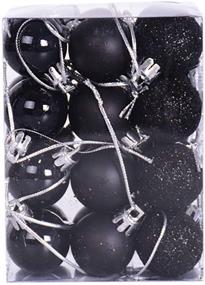 img 4 attached to 🎄 Yansanido 24pcs Super Small Christmas Ball 3cm /1.18 inch Ornaments: Shatterproof Mini Desktop Tree Decorations in Multicolor Pastel - Black Pendant