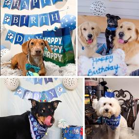 img 1 attached to 🐶 Pet Birthday Party Supplies Set for Dogs, Blue Bandana, Birthday Hat, Balloon Decorations, Banner, 15 pcs Party Decor for Small Medium Dog Celebrations (Boy)