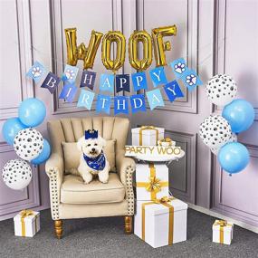 img 3 attached to 🐶 Pet Birthday Party Supplies Set for Dogs, Blue Bandana, Birthday Hat, Balloon Decorations, Banner, 15 pcs Party Decor for Small Medium Dog Celebrations (Boy)