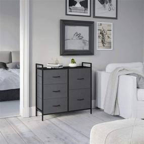 img 2 attached to 🗄️ Versatile ODK Dresser: 5-Drawer Fabric Storage Tower, Steel Frame & Wood Top, Dark Grey – Ideal for Bedroom, Hallway, Closet & More!