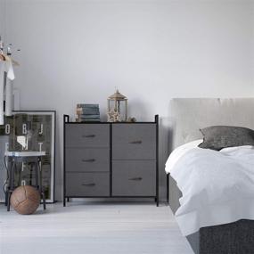 img 3 attached to 🗄️ Versatile ODK Dresser: 5-Drawer Fabric Storage Tower, Steel Frame & Wood Top, Dark Grey – Ideal for Bedroom, Hallway, Closet & More!