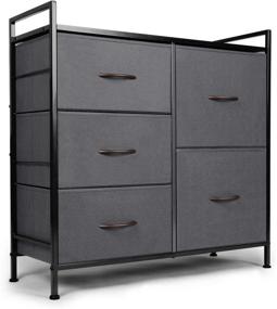 img 4 attached to 🗄️ Versatile ODK Dresser: 5-Drawer Fabric Storage Tower, Steel Frame & Wood Top, Dark Grey – Ideal for Bedroom, Hallway, Closet & More!