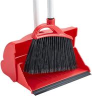 floor cleaning broom and dustpan set - upright stand up dust pan and broom combo for home, kitchen, office, lobby floor - long handle dustpan with enhanced seo logo