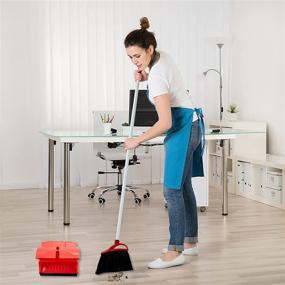 img 2 attached to Floor Cleaning Broom and Dustpan Set - Upright Stand Up Dust Pan and Broom Combo for Home, Kitchen, Office, Lobby Floor - Long Handle Dustpan with Enhanced SEO