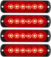 4pcs kaidengzhe 6led red ultra slim sync feature warning emergency beacon hazard flash caution strobe light bar surface mount for car truck 12-24v logo