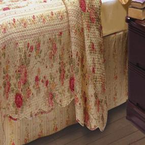 img 1 attached to 🌹 Queen Size Ecru Greenland Home Antique Rose Bed Skirt - Enhance your bedroom decor with this exquisite bed skirt!
