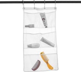 img 3 attached to 🛁 Convenient 2 Pack Mesh Hanging Caddy Organizer: 6 Pockets, Shower Curtain Rod Liner Storage, Bathroom Hanger & Toy Holder with 4 Portable Rings