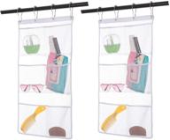 🛁 convenient 2 pack mesh hanging caddy organizer: 6 pockets, shower curtain rod liner storage, bathroom hanger & toy holder with 4 portable rings logo