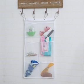 img 2 attached to 🛁 Convenient 2 Pack Mesh Hanging Caddy Organizer: 6 Pockets, Shower Curtain Rod Liner Storage, Bathroom Hanger & Toy Holder with 4 Portable Rings