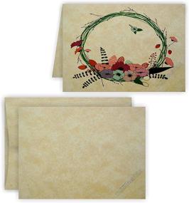 img 3 attached to 💌 5X7 Folded Aged Parchment Cards - 15 Sets with A-7 Envelopes - Matching Pack for Invitations, Greetings, Thank You, Notes, Holidays, Weddings, Birthdays, Announcements