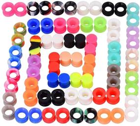 img 4 attached to 👂 Longbeauty Colorful Soft Silicone Ear Gauges Set - 36Pcs/76Pcs Flexible Ear Skin Tunnels Earlets Plugs, Stretcher Expander Kit for Piercing Jewelry 2g-3/4