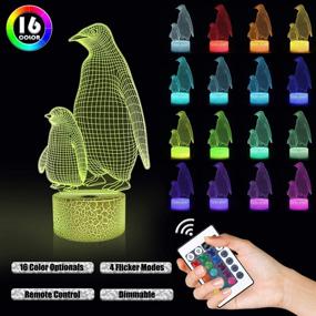 img 1 attached to 🐧 Lampeez Penguin 3D Night Light for Kids: Remote Control, 16 Colors, Dimmable & Flashing Modes - Perfect Bedroom Decor & Gifts for Boys and Girls