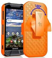 🧡 bright orange slim ribbed kickstand cover with belt holster combo for kyocera duraforce pro 2 phone (e6910/e6920) logo