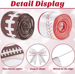 img 2 attached to 🏈 Sport Ball Wired Edge Ribbon Set - 2 Rolls/20 Yards: Football & Baseball Polyester Ribbon for DIY Crafts, Wrapping & Hanging Ornaments