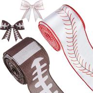 🏈 sport ball wired edge ribbon set - 2 rolls/20 yards: football & baseball polyester ribbon for diy crafts, wrapping & hanging ornaments logo