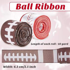 img 3 attached to 🏈 Sport Ball Wired Edge Ribbon Set - 2 Rolls/20 Yards: Football & Baseball Polyester Ribbon for DIY Crafts, Wrapping & Hanging Ornaments