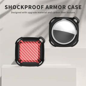 img 3 attached to 🔒 Чехол с карабином серии Rugged Armor для AirTags: ударопрочная защитная оболочка для ошейника питомца, кошелька и многого другого, черный/красный