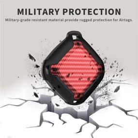 img 2 attached to 🔒 Чехол с карабином серии Rugged Armor для AirTags: ударопрочная защитная оболочка для ошейника питомца, кошелька и многого другого, черный/красный