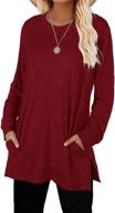 👚 trendy tops: wiholl women's long sleeve crew neck sweaters in solid colors логотип