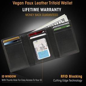 img 3 attached to Vegan Leather Trifold Wallets Men