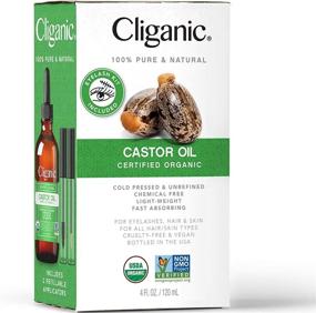 img 3 attached to Cliganic Organic Castor Oil (4oz) with Eyelash Kit - 100% Pure for Beautiful Eyelashes, Eyebrows, Hair & Skin