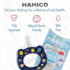 img 1 attached to 👶 HAMICO Детская зубная щетка: Нежные, дополнительно мягкие щетинки для первой зубной щетки малыша – Легкое удержание, без бисфенола A – 2 штуки: космос и вещи, которые движутся.