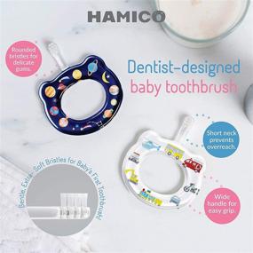 img 3 attached to 👶 HAMICO Baby Toothbrush: Gentle, Extra-Soft Bristles for Baby's First Toothbrush – Easy Grasp, BPA Free – 2-Pack: Space & Things That Go